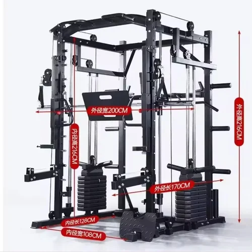 종합 피트니스 랙 홈 체육관 훈련 장비, 다기능 스미스 머신 벤치 프레스 