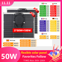 PowMr 18V 50W Flexible Solar Panels Portable Solar Battery Charge Waterproof 12V Solar Panel System Camping RV Home Power Supply