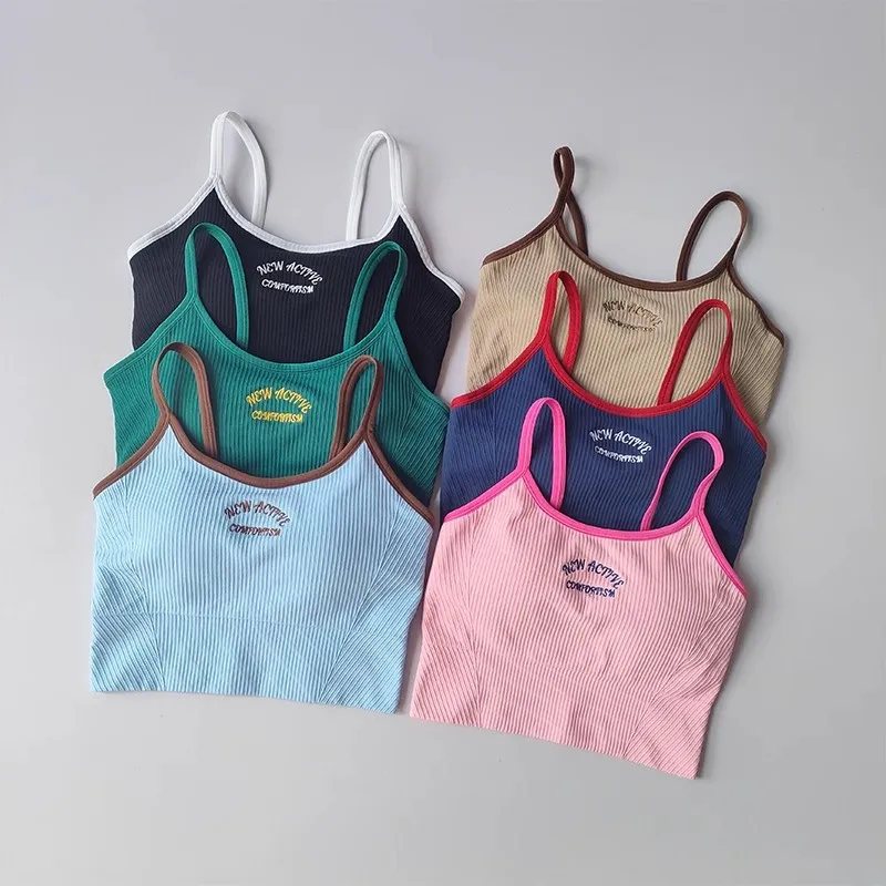 Damen-Yoga-Sport-BH mit festem Körbchen und kontrastierendem, kleinem Straps-Lauf-Fitness-Beschleunigungs-Trainings-BH für Yoga – Detail 13