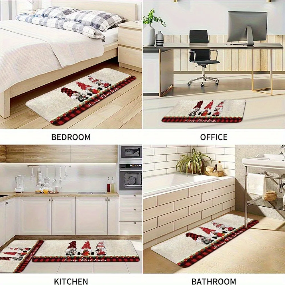 

1PC Festive Christmas Kitchen Rug Non-Slip Door Mat Pop design Bathroom Rug Bath Mat Carpet for Home Sink Laundry Decoreeree