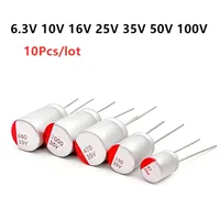 10Pcs DIP Solid Electrolytic Capacitor 6.3V 10V 16V 25V 35V 50V 63V 100V 100UF 150UF 220UF 330UF 470UF 560UF 680UF 820UF 1000UF