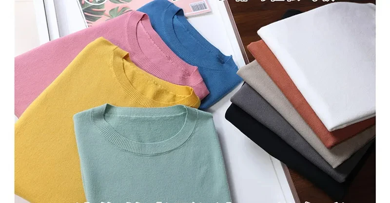 Super Quality Men's Cashmere Short Sleeves Sweaters Breathable Solid Color O-Neck Casual Knitted Pullovers Men Pullover