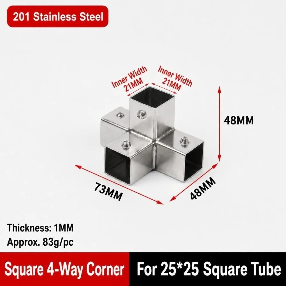 20mm 30mm Square Tube Connector Two/Three/Four/Five-Way Heavy Duty Tube Coupling Connector Quick Connect Right Angle
