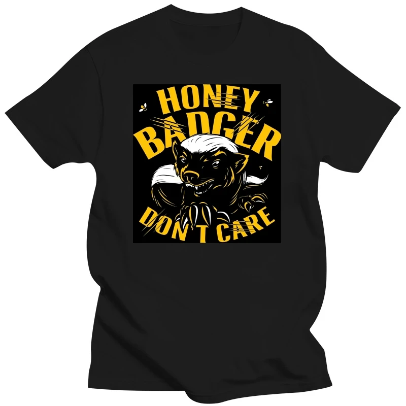 Fashion brand t shirt mens male tee-shirt Neu Honey Badger Dont Care Mens Black Logo T-Shirt unisex t-shirt teenagers cool tops