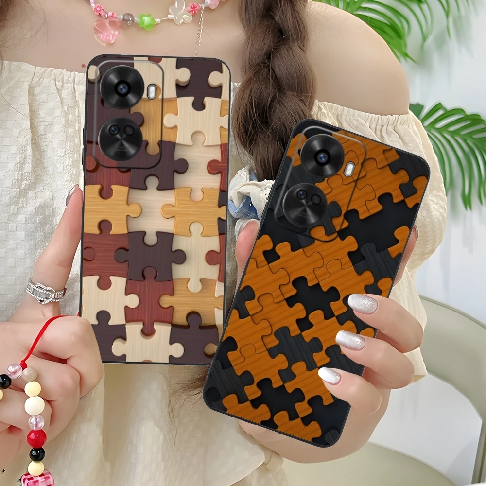 Puzzle Pretty Fashion Mobile Cell Phone Case for Huawei Nova 12 11 10 9 8 7 Pro SE 5G Black Soft Phone Cover Shell