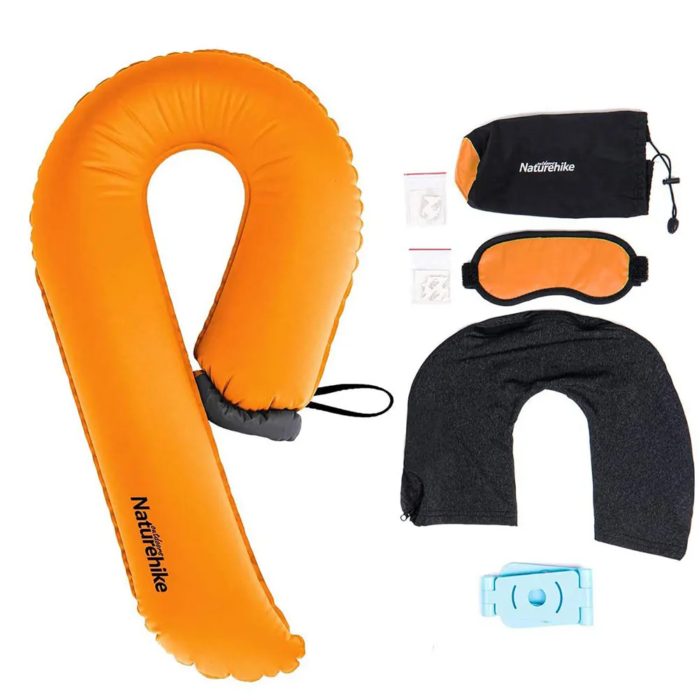 Naturehike U Shape Inflatable Pillow Extension Inflating Neck Cushion Camping Airplane Car Travel Sleeping Pillow