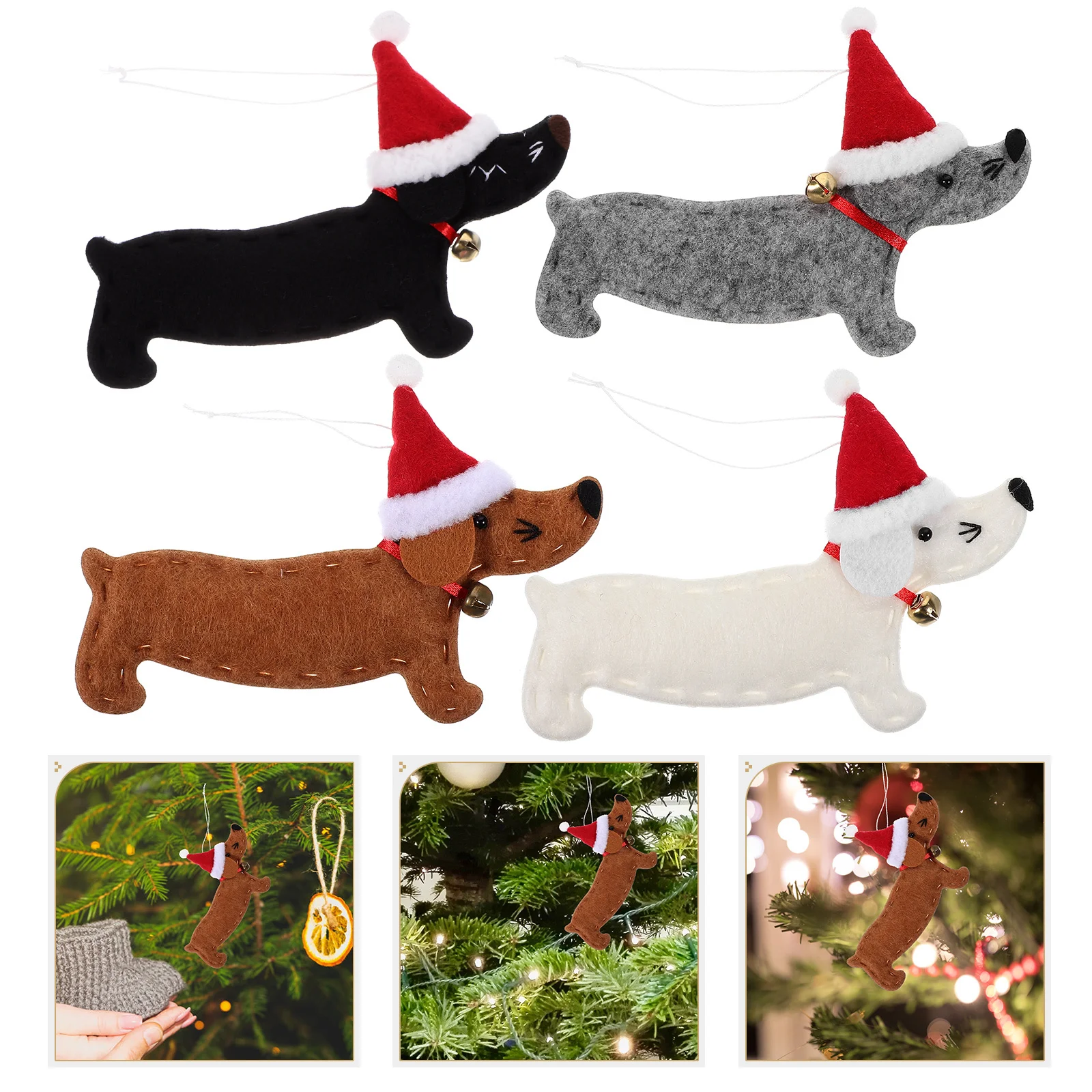 

Creative Christmas Tree Pendant Set 4Pcs Exquisite Dog Ornament Holiday Party Decoration