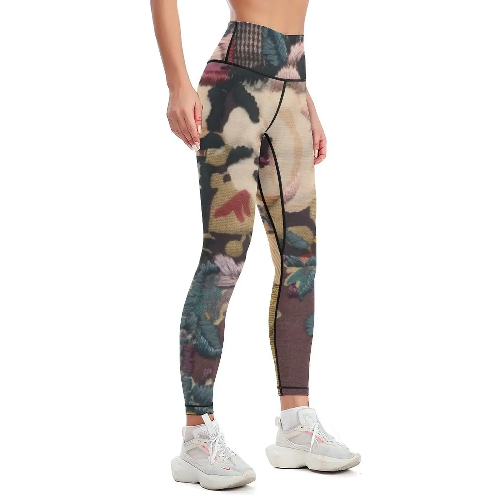 I make a patchwork pattern out of textiles, nice fabric pattern, sewing is fun Leggings legging push up Womens Leggings