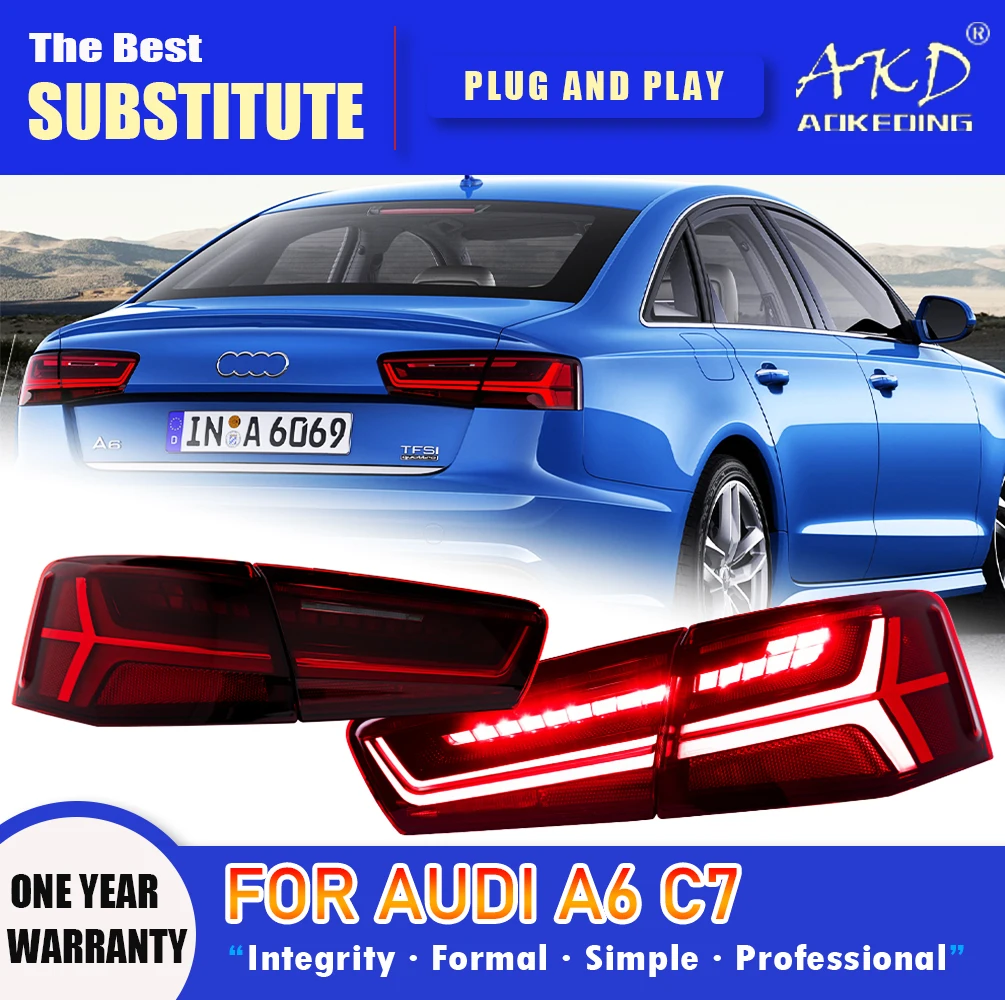 

AKD Tail Lamp for Audi A6 C7 LED Tail Light 2012-2016 A6L Rear Fog Brake Turn Signal Automotive Accessories