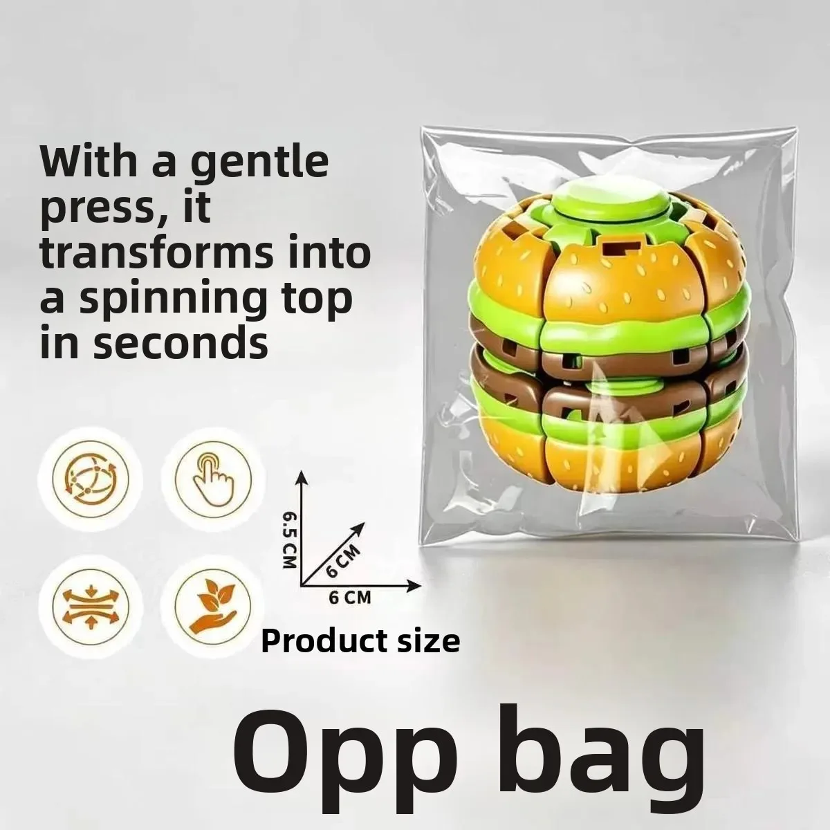 Humburger Fidget Spinner Rotating Stress Ball Quiet  Calm Down  Focus Press to Spin Decompression Toys Adults