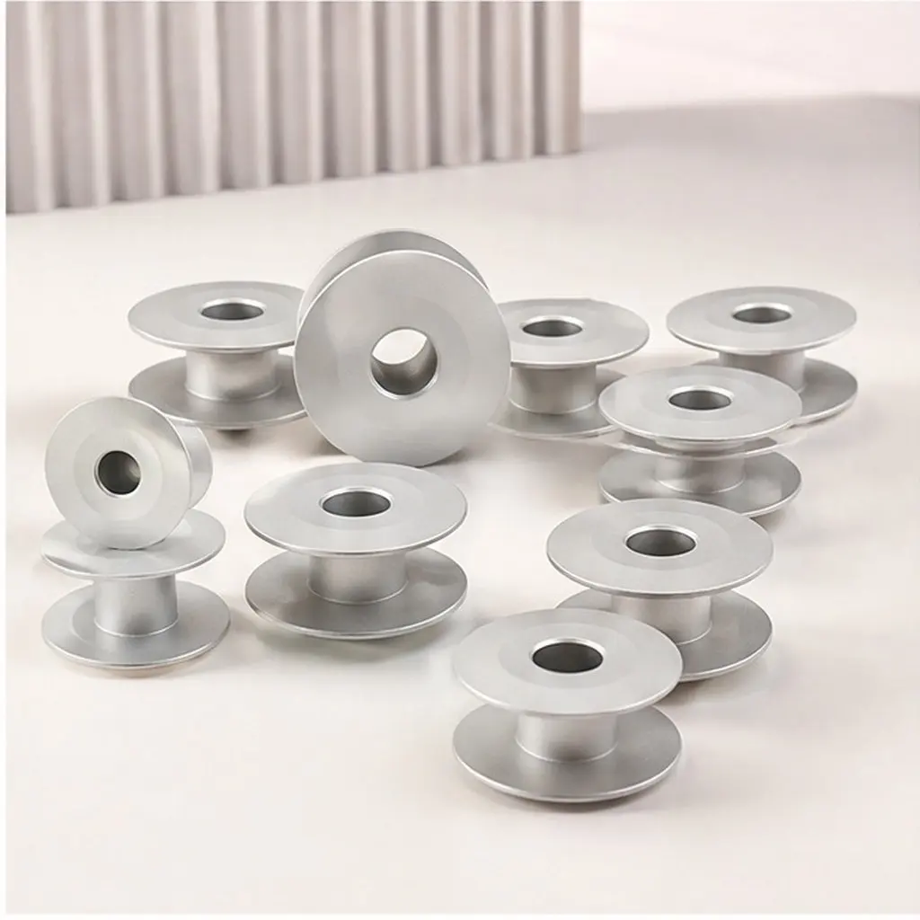 10Pcs Sewing Bobbins Premium Metal Aluminum Alloy Silver 0.8inch Dia Robust Structure Easy Thread Tracking for Most Sewing