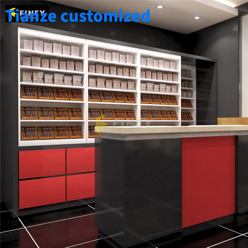 （customized）Store Display Shelves Stand Cases With Led Light Cigarettes Shop Display Furniture