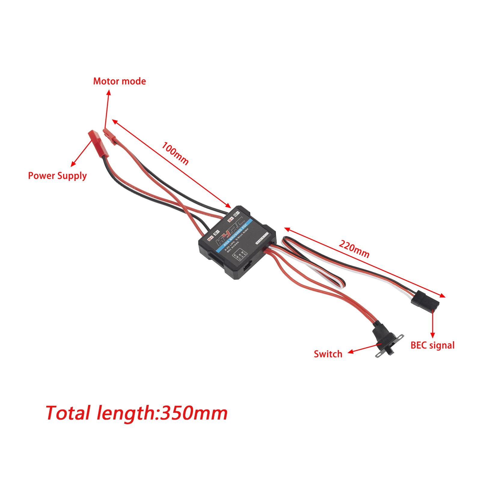 Controlador de velocidad eléctrico cepillado, Micro ESC, 40A, para DIY Mini 1/16 1/18 RC Car WPL C24 C34 MN D90 MN99S MN86S