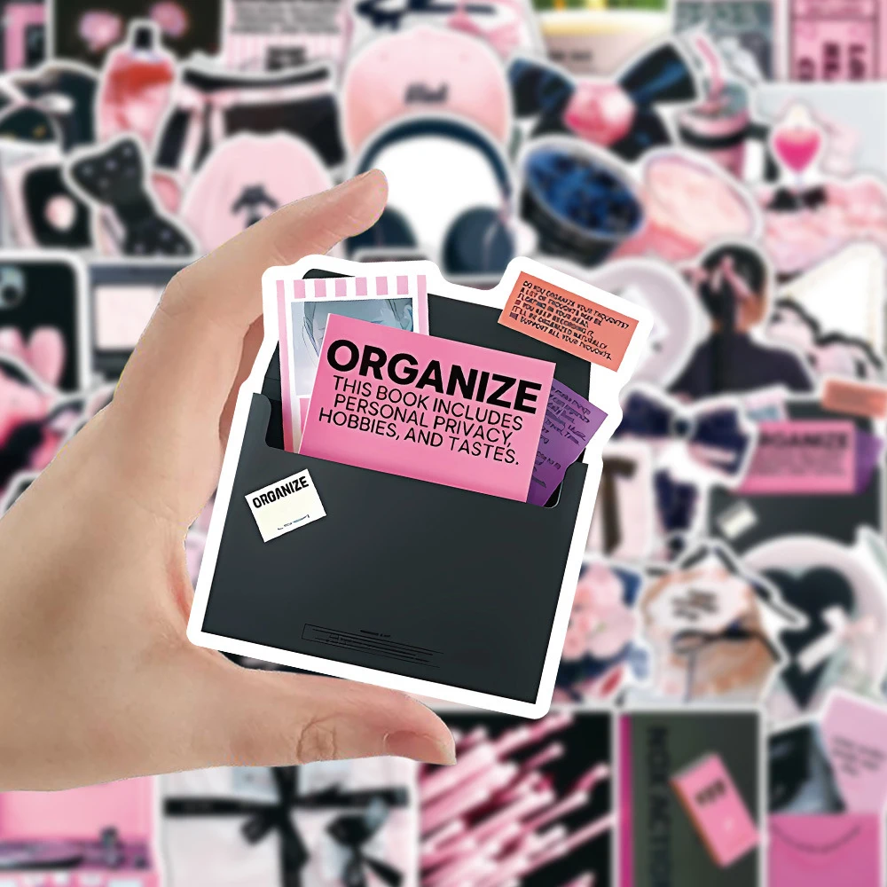 

10/30/52pcs Ins Pink and Black Kawaii Girl Aesthetic Stickers Decoration Decals DIY Phone Notebook Cool Graffiti Sticker Pack