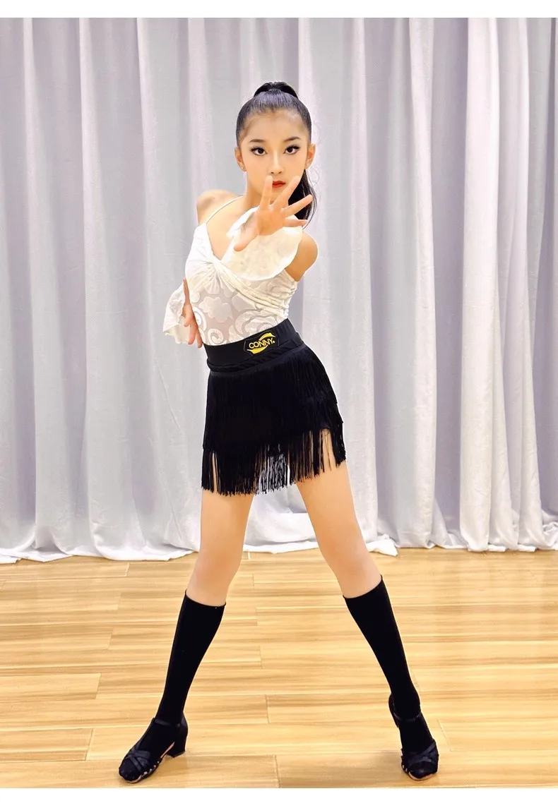 

Elegant girl Latin Dance Training Costume Girl New Children's Performance Costume Competition Regulations Latin dance dress