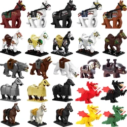 Blocchi di costruzione militari Action Solider figure regali animali medievale Fire Dragon Knight Horse Mount Wolf giocattoli per bambini MOC