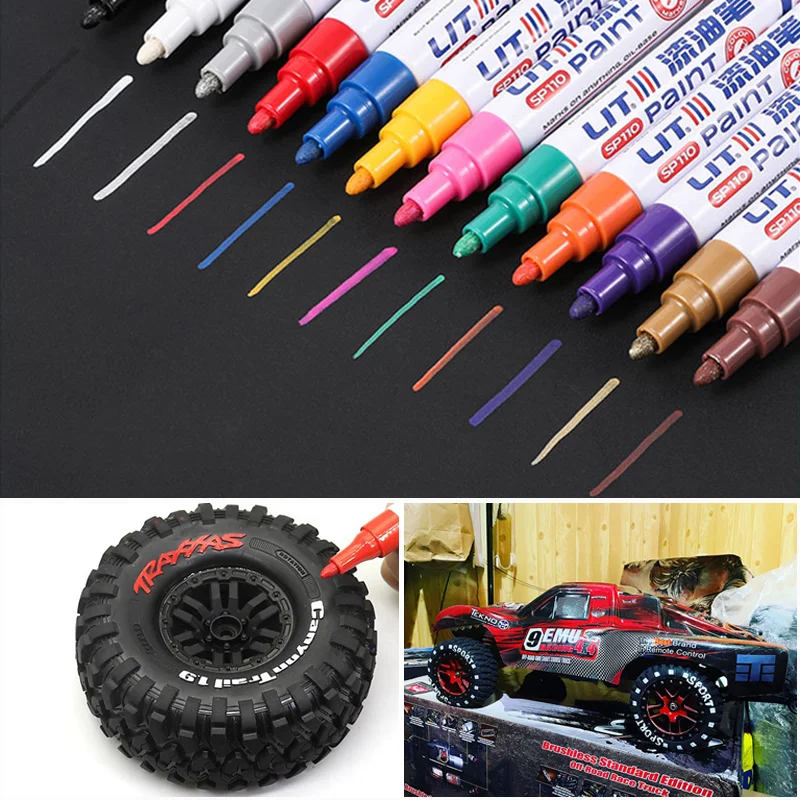 12 Colors Paintbrush Tire Painting Decorate for 1/14 Tamiya RC Truck Trailer Scania 770S 1/10 RC Crawler RC4WD TRX4 Wheel Diy