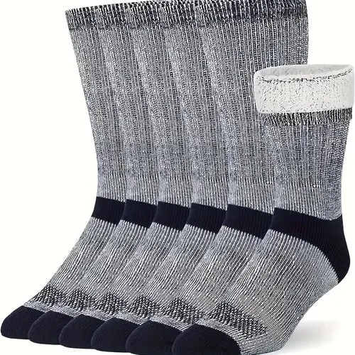 Imagen 2 del producto Calcetines de senderismo Merino Calcetines cálidos para botas de invierno con cuello redondo para hombres y mujeres 3 pares