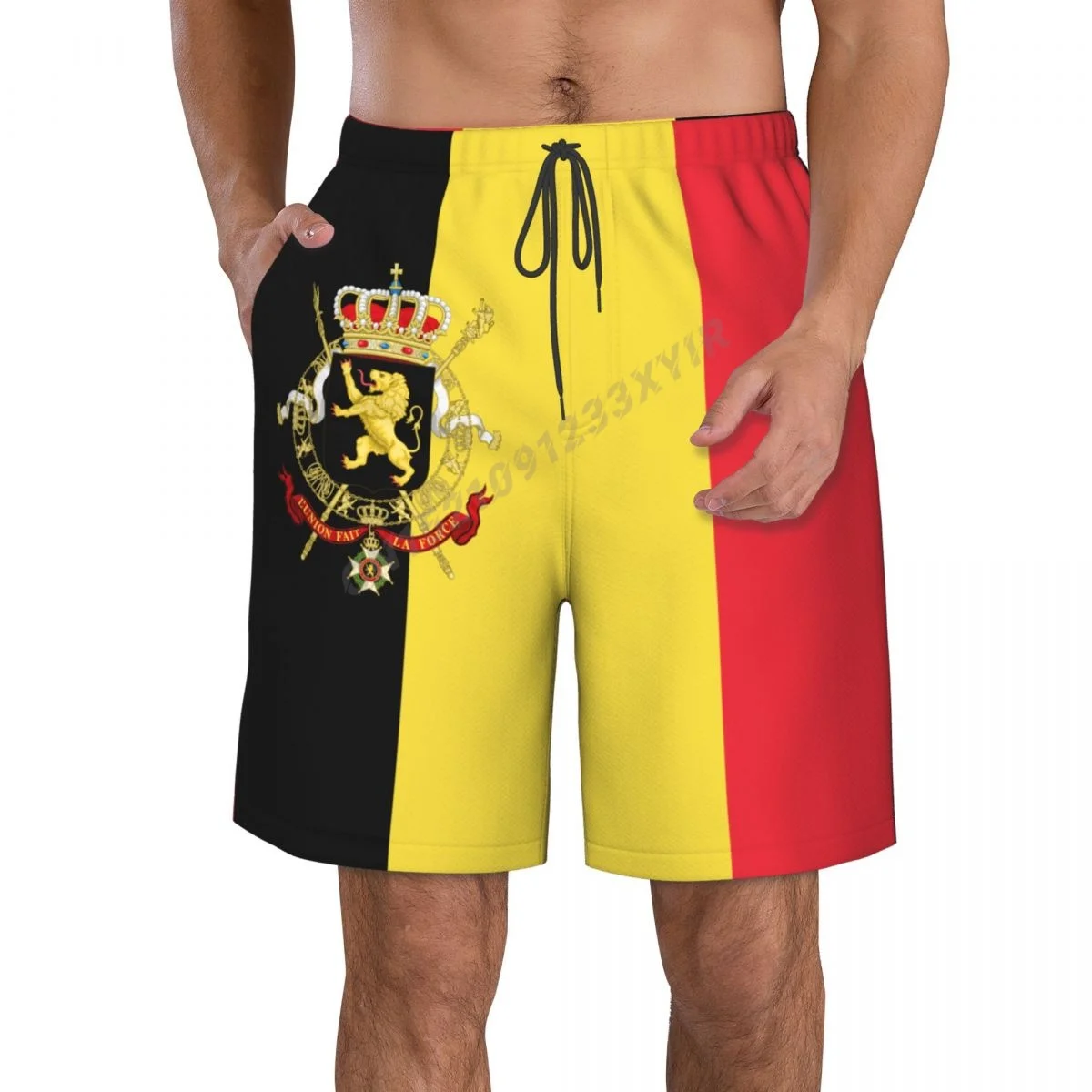 

Summer Men's Belgium Flag Beach Pants Shorts Surfing M-2XL Polyester Swimwear Running