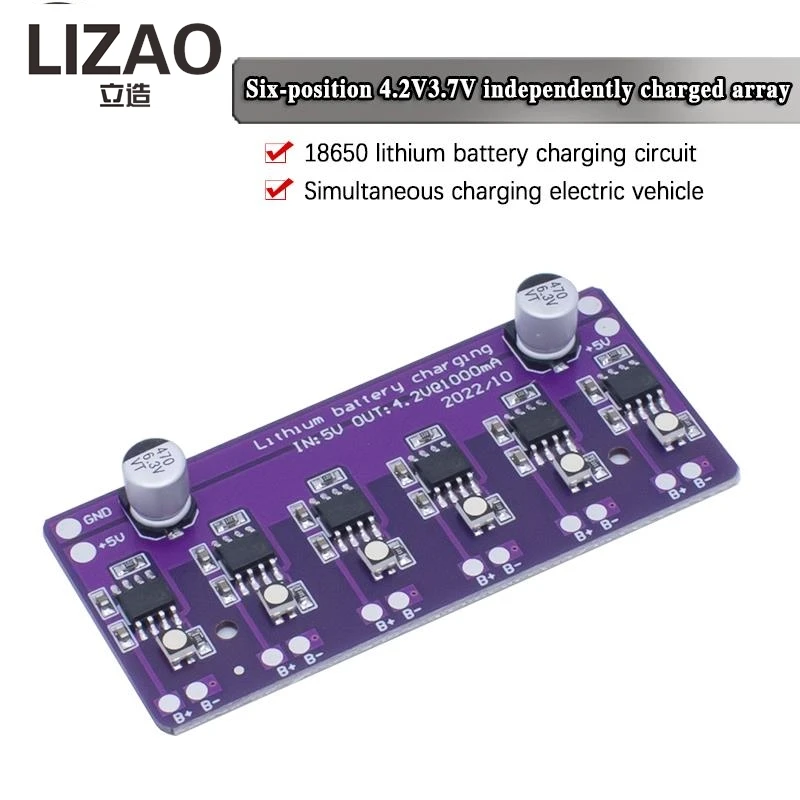 6-Bit Independent Charging Array 18650 Lithium Battery Charging Circuit 4.2V3.7V for Electric Vehicle Simultaneous Charging