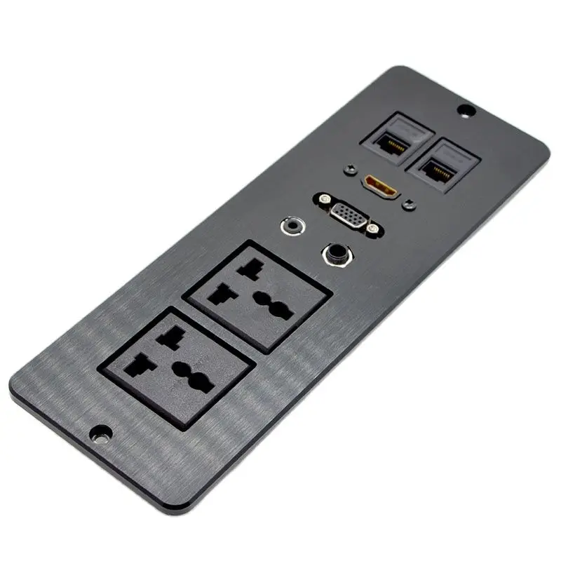 LP810 New Multifunctional Desktop Socket Furniture Socket 3.5 Audio VGA Network Interface Black Silver 2 Color Selection