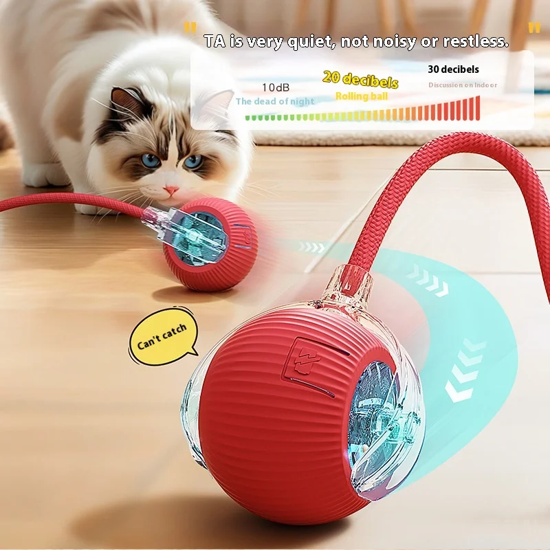

Cat Interactive Ball 3 Mode Automatic Rolling Ball Toys Faux Tail Rechargeable Smart Pet Electric Toy Cat Training Imitate Mouse