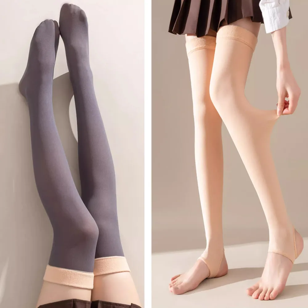 

Thicken Socks Tights Leggings Women Winter Fleece Velvet Thermo Stockings High Waist Elastic Slim Sexy Translucent Pantyhose