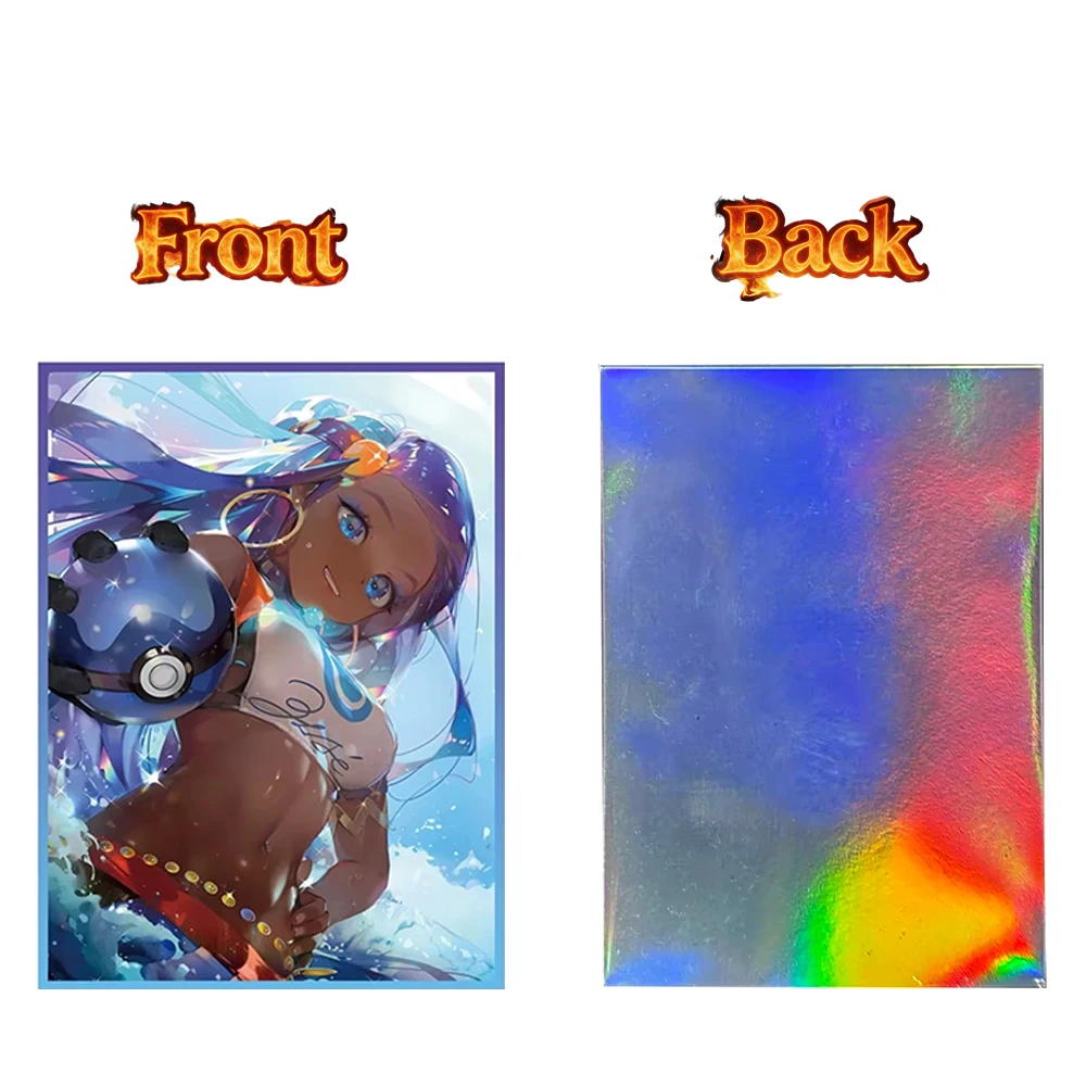 60PCS Foil Nessa Card Sleeves Holographic Anime Girl PTCG Standard Size Card Protectors Table Game 66x91mm For the fans