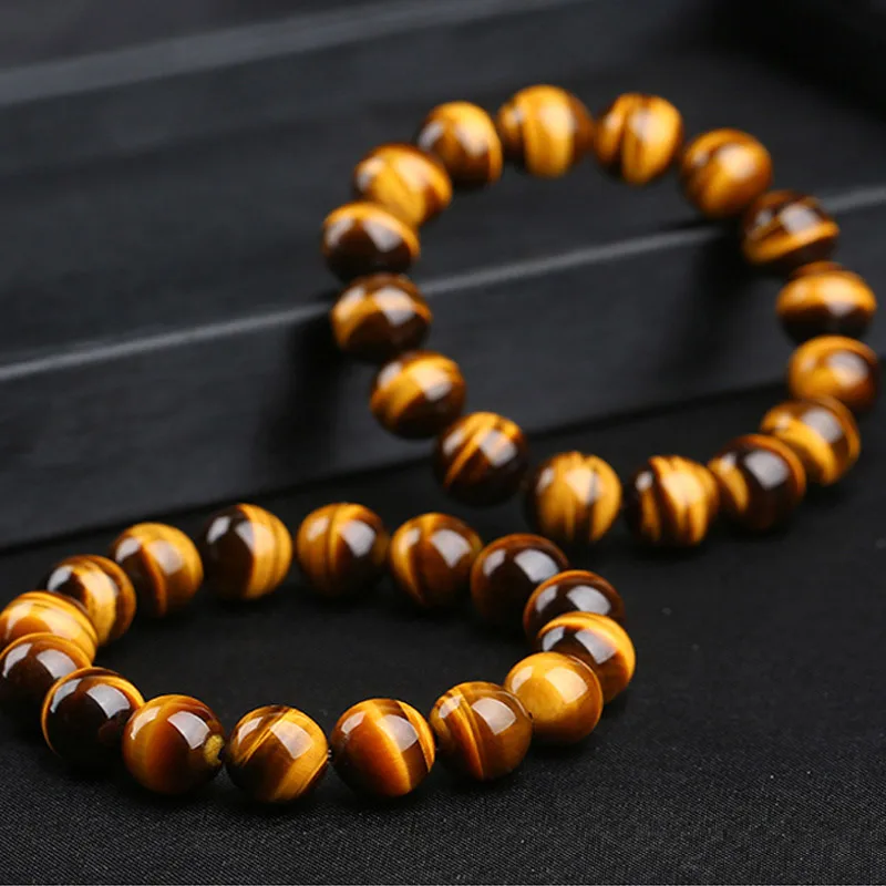 Classic Prayer Rosary Bracelet Natural Yellow Tiger Eye Stone Stretch Bead Bracelet Men Women Yoga Meditation Healing Bracelet