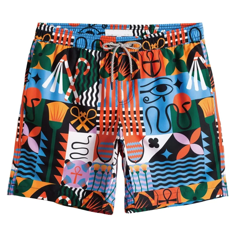 Abstract Art Graphic Swim Trunks For Men Animals Plants 3D Print Beach Shorts Summer Casual Street Oversize Surf Short Pants