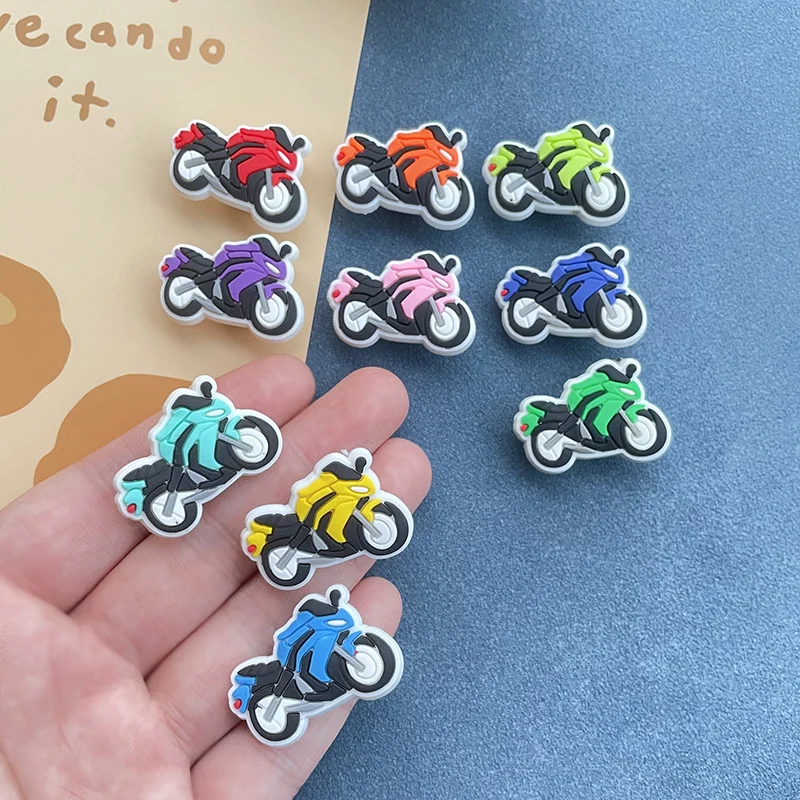 10-Pack Motorcycle Shoe Charms - Colorful Cartoon PVC Decor for Crocs, Sneakers & Sandals - Fun Birthday & Holiday Party Gifts