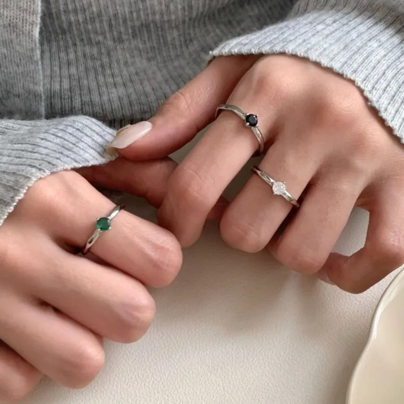 

PANJBJ 925 Sterling Silver Zircon Ring Ring for Women Geometry Classic Minimalism Versatile Anniversary Jewelry Gift Dropship
