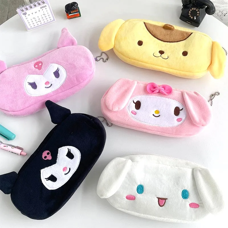 

15pcs/lot Sanrio Kuromi Melody Plush Pencil Case Cute Cinnamoroll Pencil Box Coin Purse Stationery Pen Bag School Supply