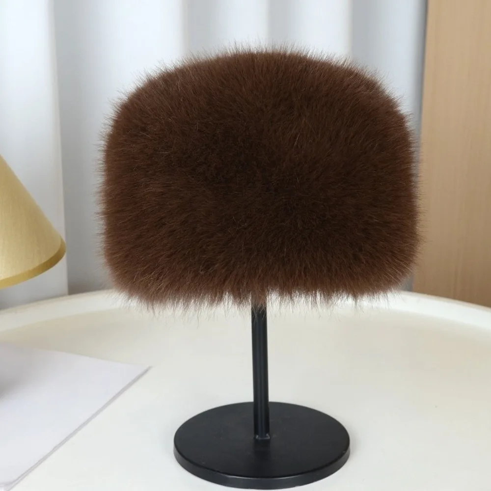 

New Fluffy Fur Bucket Hat Ear Protection Warm Panama Cap Furry Soft Mongolian Cap Winter