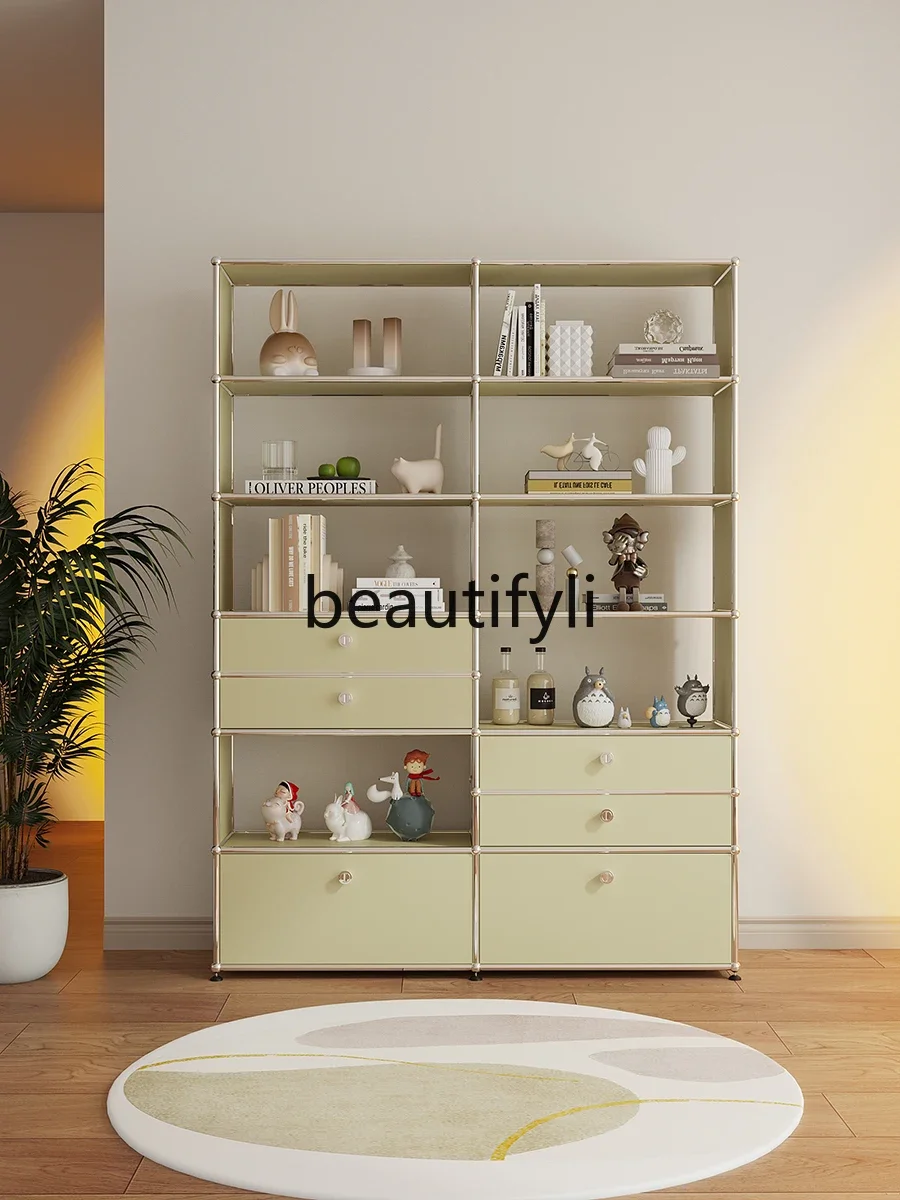 

Modular light luxury bookcase, living room wine cabinet customization, household wall display cabinet partition CQY