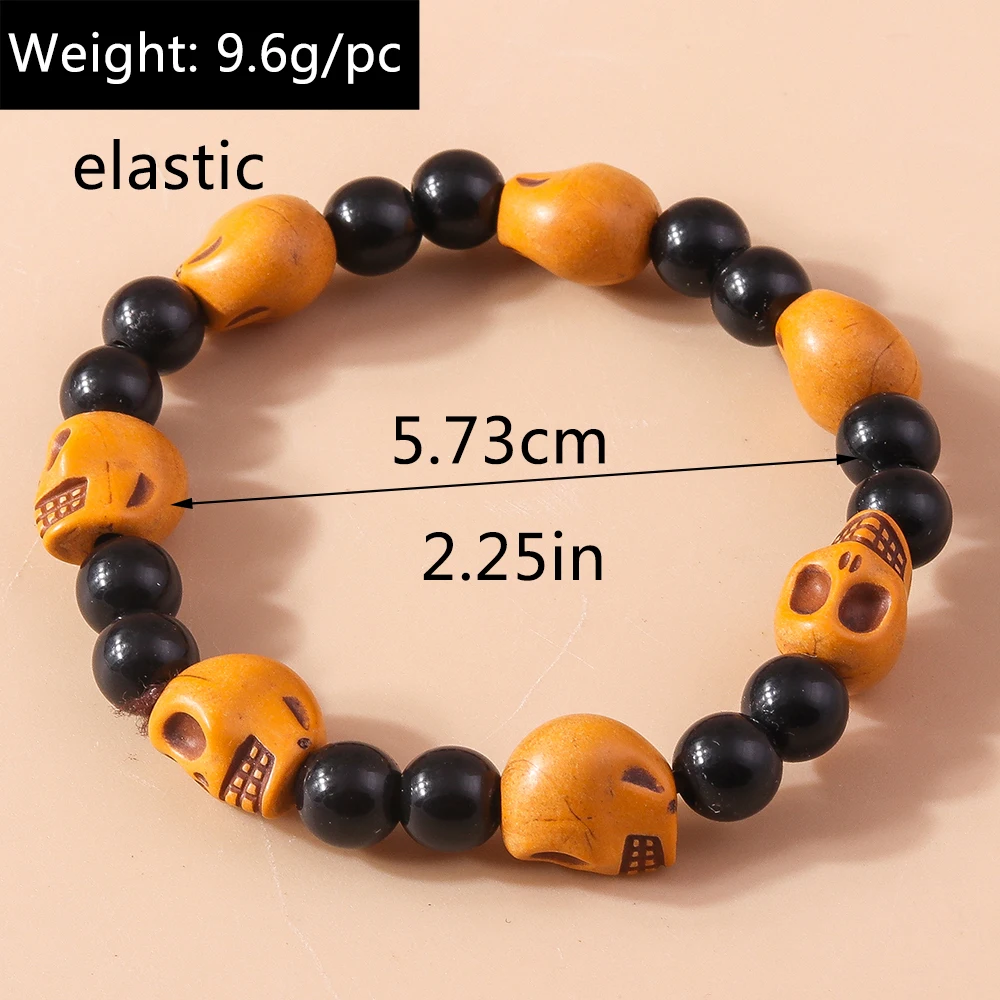 Aihua Punk Halloween Schädel Kürbis Armbänder für Frauen Männer Hip Hop Perlen Armbänder & Armreifen Halloween Schmuck Geschenke – Detail 21