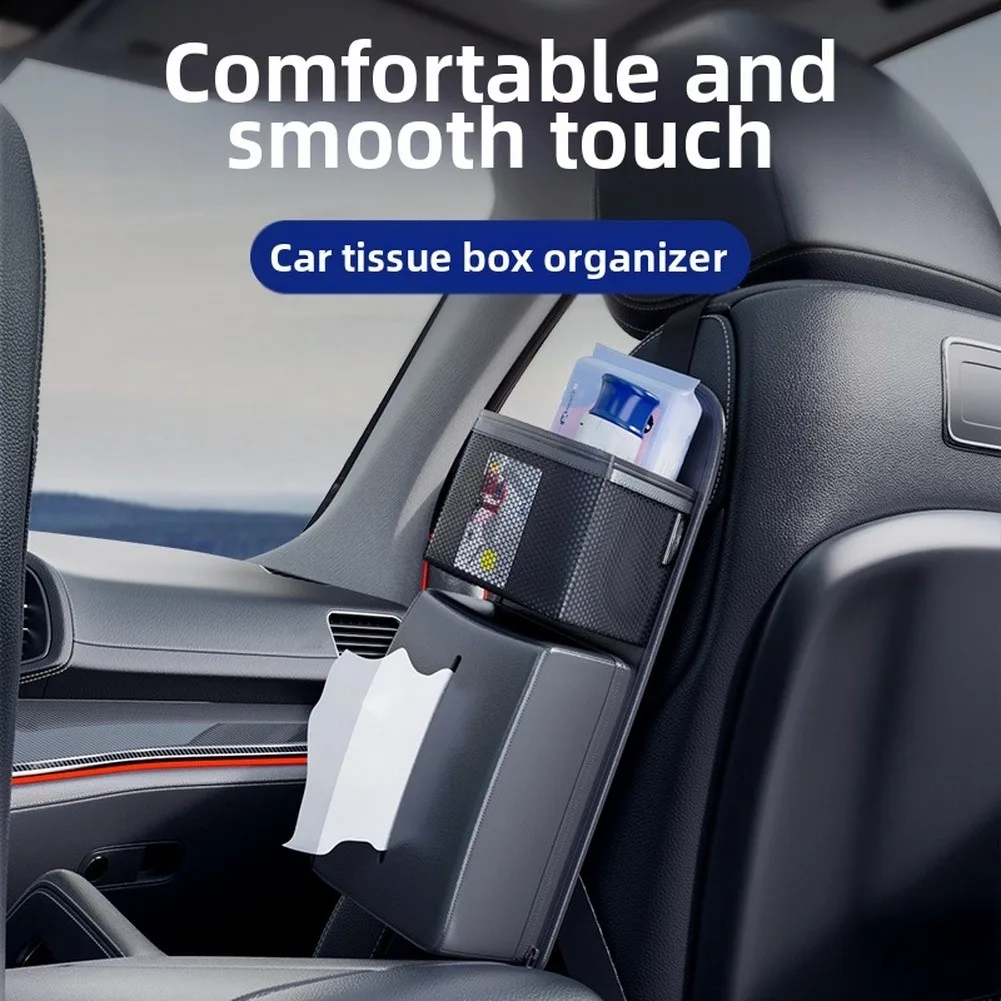 

Adjustable Elastic Band Leather Tissue Holder and Organizer for Car Seats Designed for Secure and Accessible Storage
