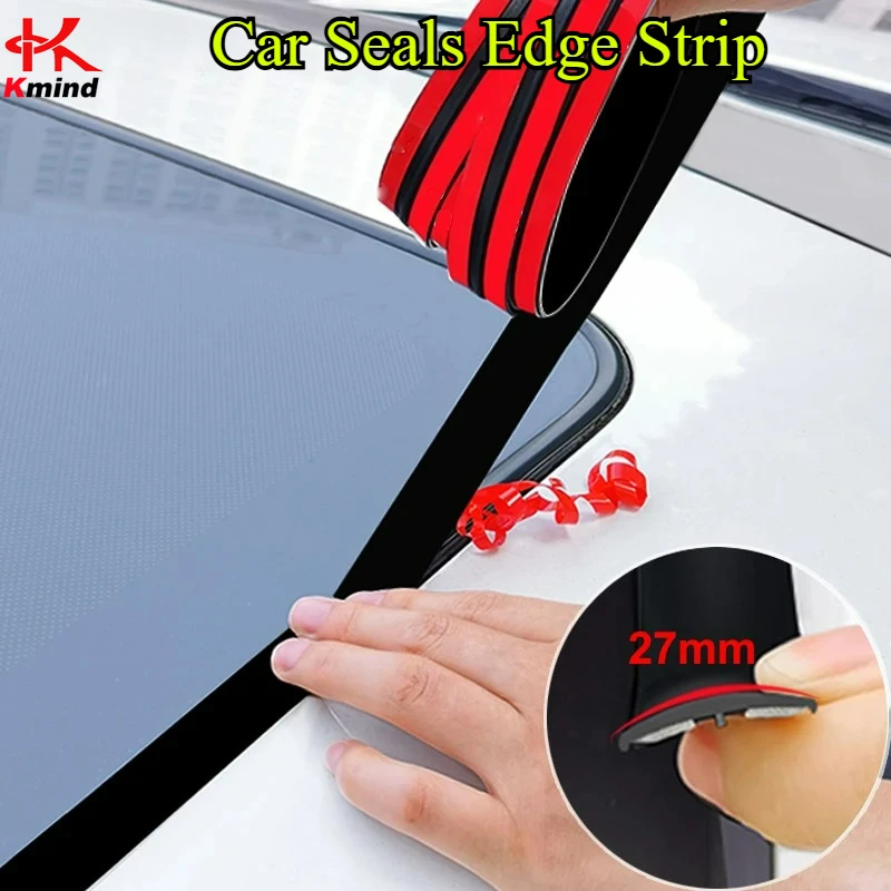 27mm Car Windshield Sunroof Rubber Seal Strip, Roof Window Edge Seal Protector Waterproof Dustproof Weather T Sharpe Strip