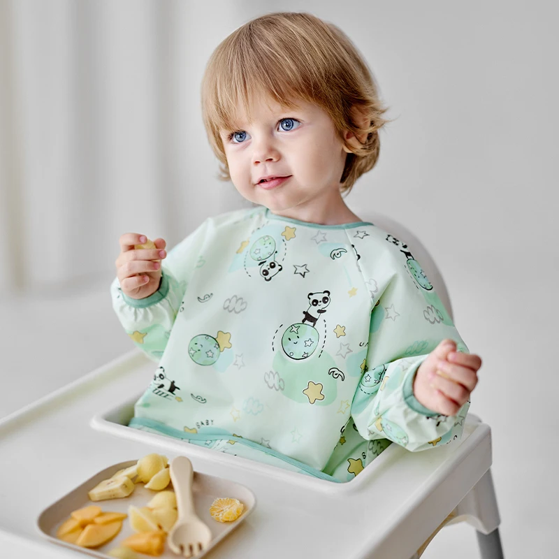 

OUYUN детский водонепроницаемый халат для кормления нагрудник без рукавов фартук для малышей против пятен легко протираемый мультфильм 80-100