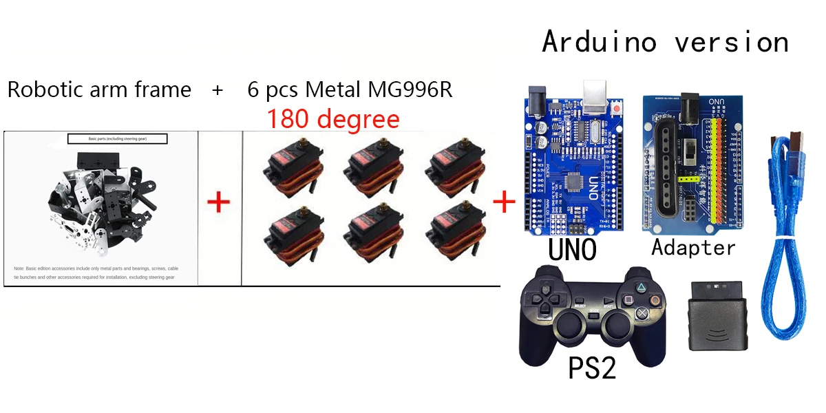 Kit de pinces mécaniques en alliage métallique, manipulateur de bras robot, kit de griffes pour robot Ardu37, contrôle programmable PS2, MG996 6