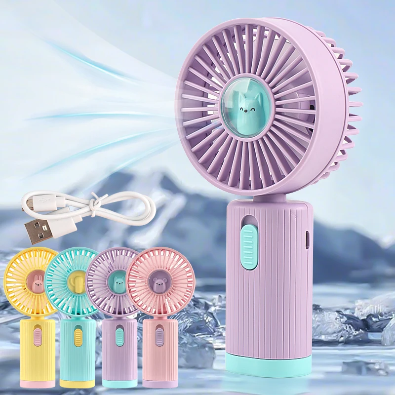 Cute Mini Handheld Fan USB Rechargeable Portable Lash Dryer Fan With Base Stand Eyelash Glue Drying Cooling Fan for Summer