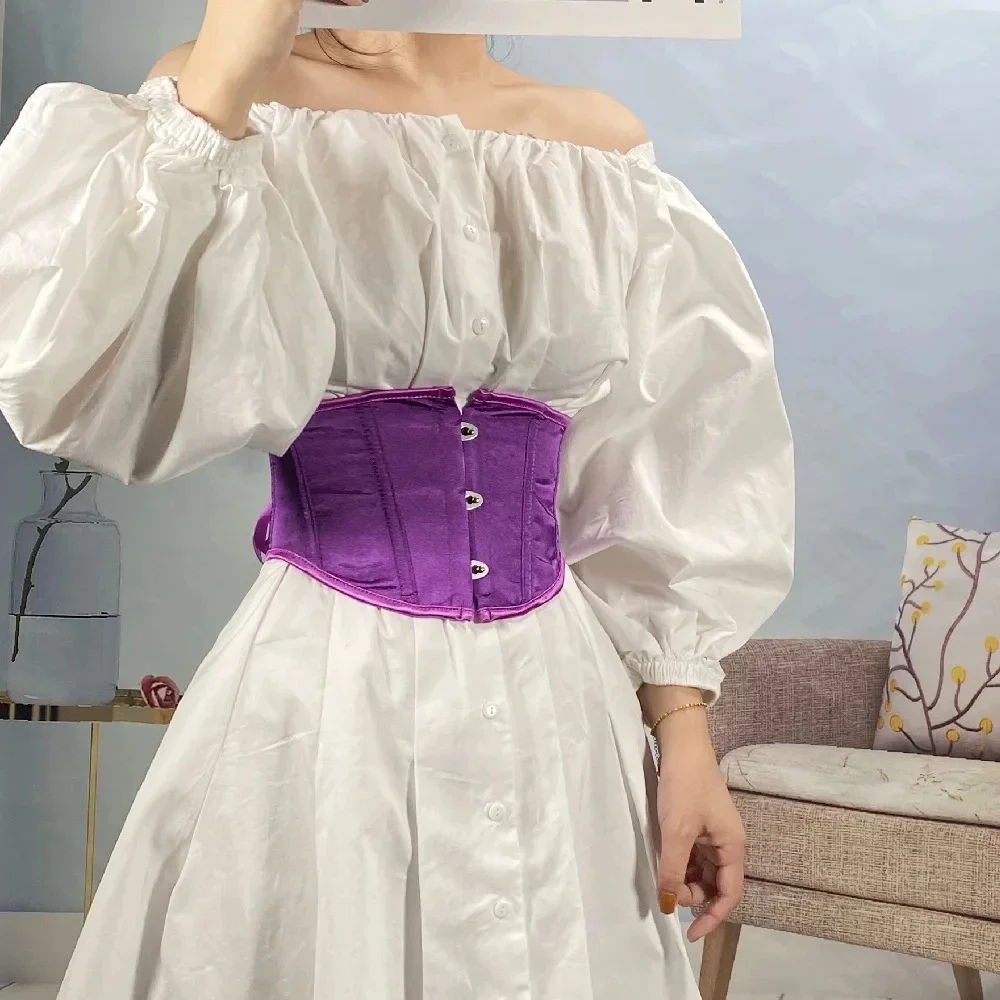 Corset court en Satin sous le buste pour femmes, ceinture amincissante, Bustier Vintage, entraîneur de taille, modelant le corps, cintré à la taille