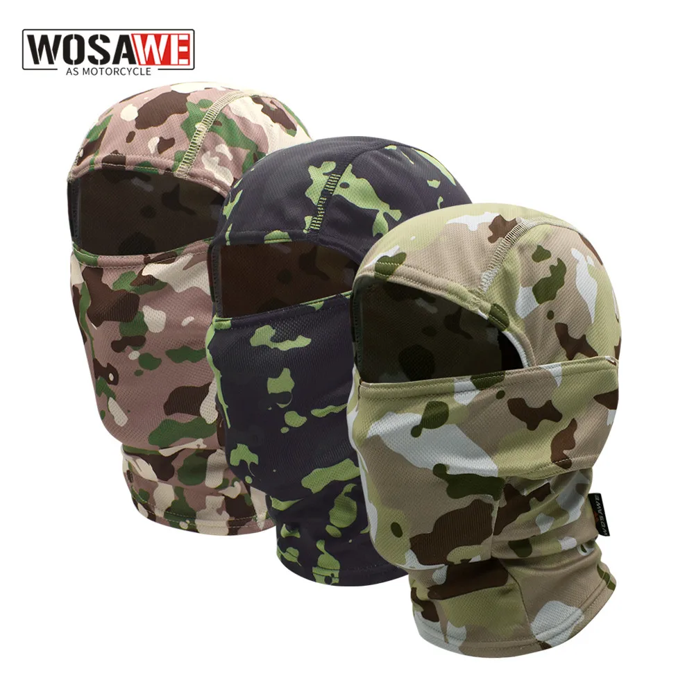 

WOSAWE Balaclava Full Face Mask Camouflage Paintball Tactical Mask Cycling Ski Face Shield Anti-UV Men Sun Hats Helmet Inner Cap