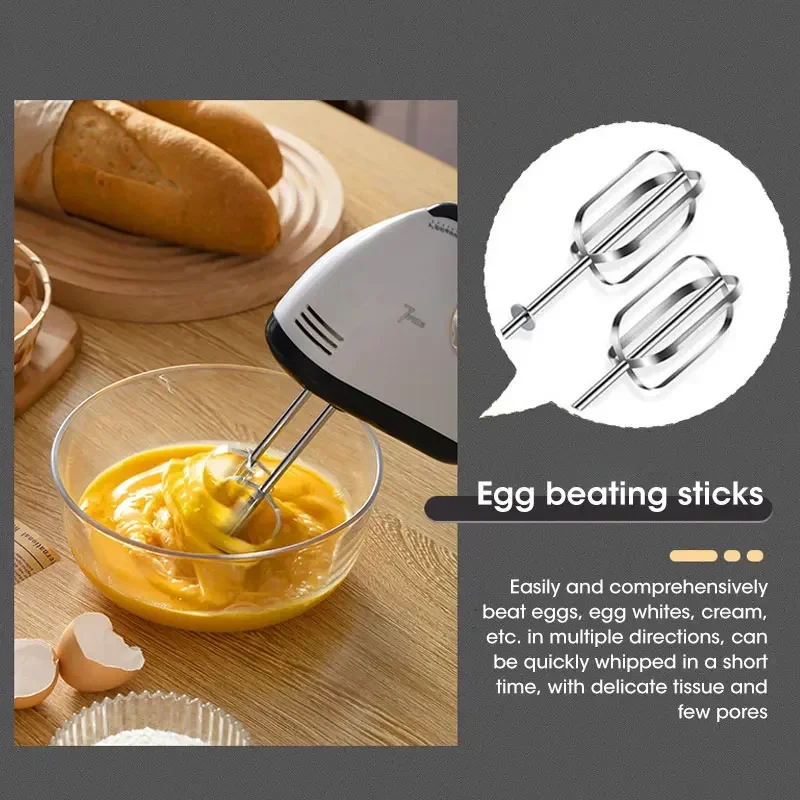 Batidor de huevos eléctrico de mano, mezclador automático para el hogar, batidora de masa multifuncional para crema y clara de huevo, batidor de huevos para cocina