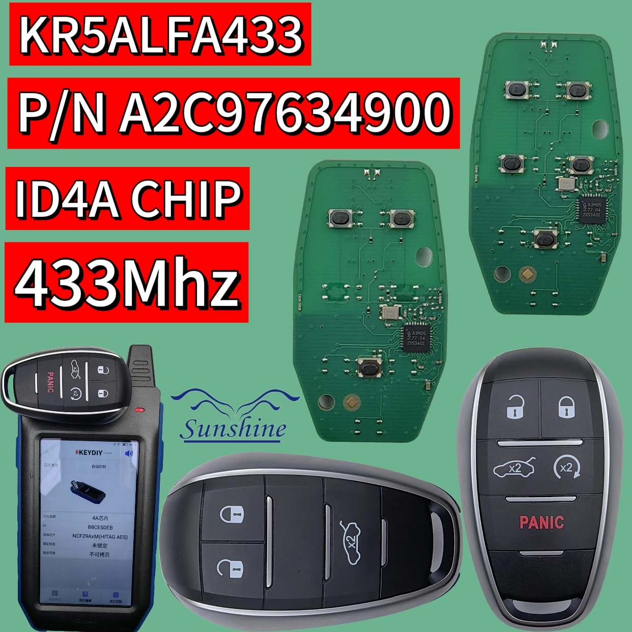 

433MHz 4A Chip KR5ALFA434 A2C97634900 ALFA434 For Alfa Romeo Giulia Stelvio 2015 2016 2017 2018 2019 2020 Keyless Go Smart Key