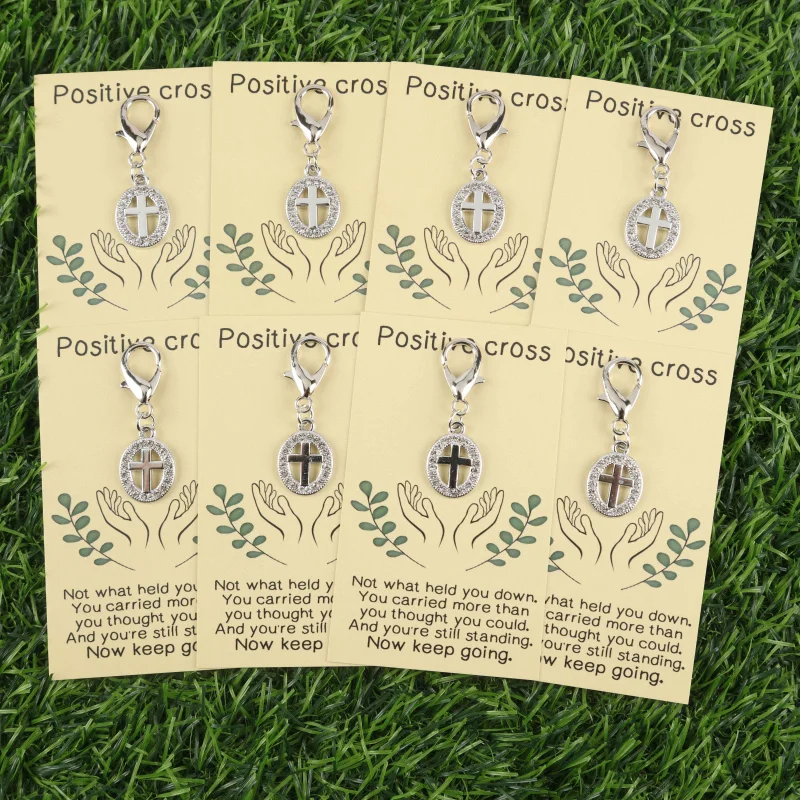 2D 8pcsGuardian Cross Keychain Set Passing on the power of faith and perseverance，It's a gift for relatives and friends、A heartw