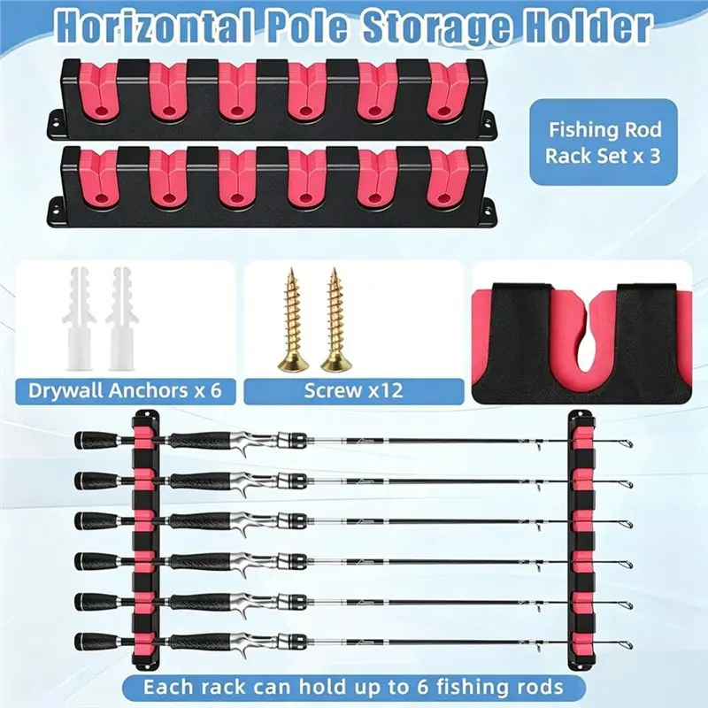

Fishing Rod Holders Fishing Rod Rack Wall Mount Fish Pole Holders For Boat Room Horizontal Pole Storage Boat Accessories-AT20