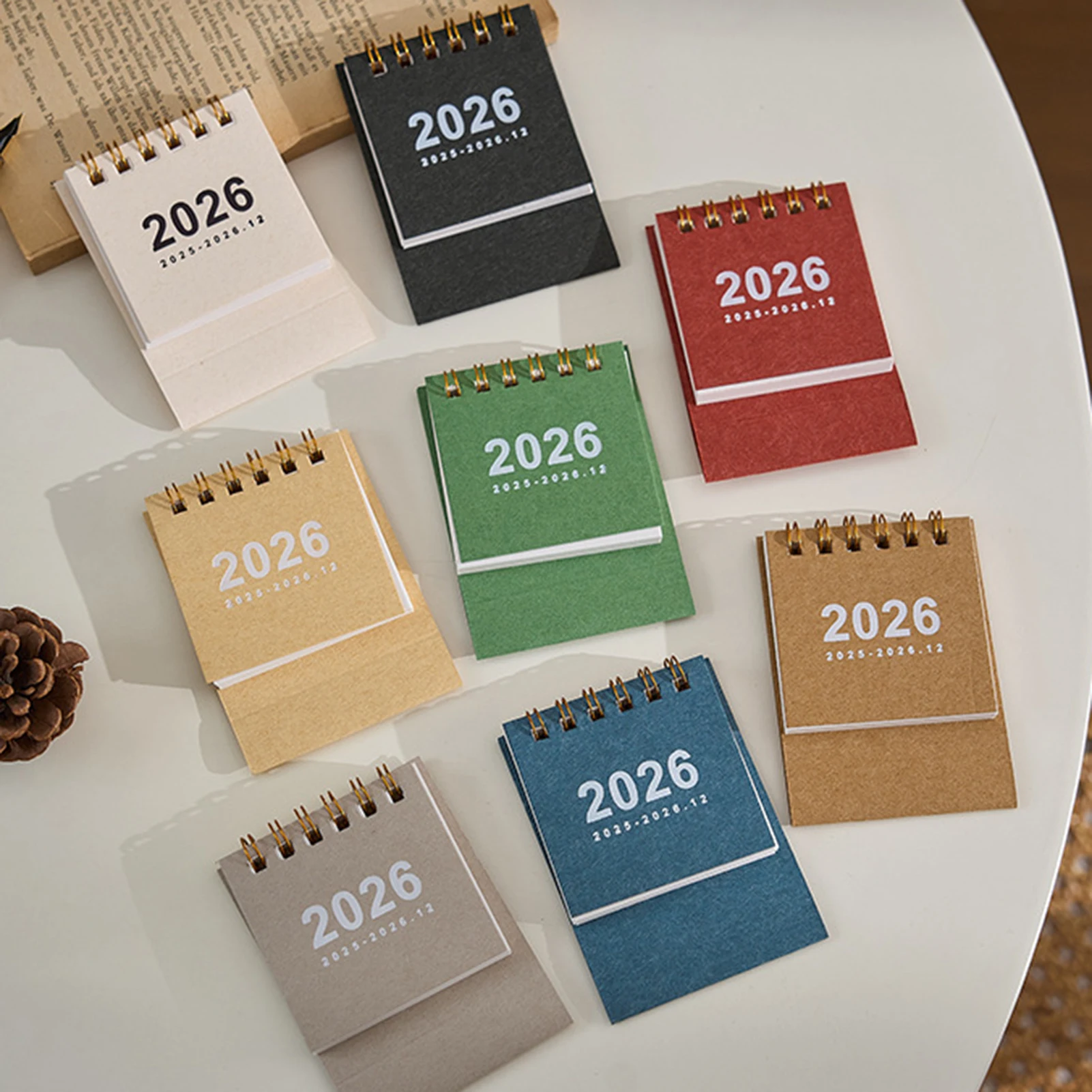 2026 Minimalist Mini Desk Calendar Simple Ins Style Portable Desktop Small Size Planner Check-in Office Home Decoration Gifts