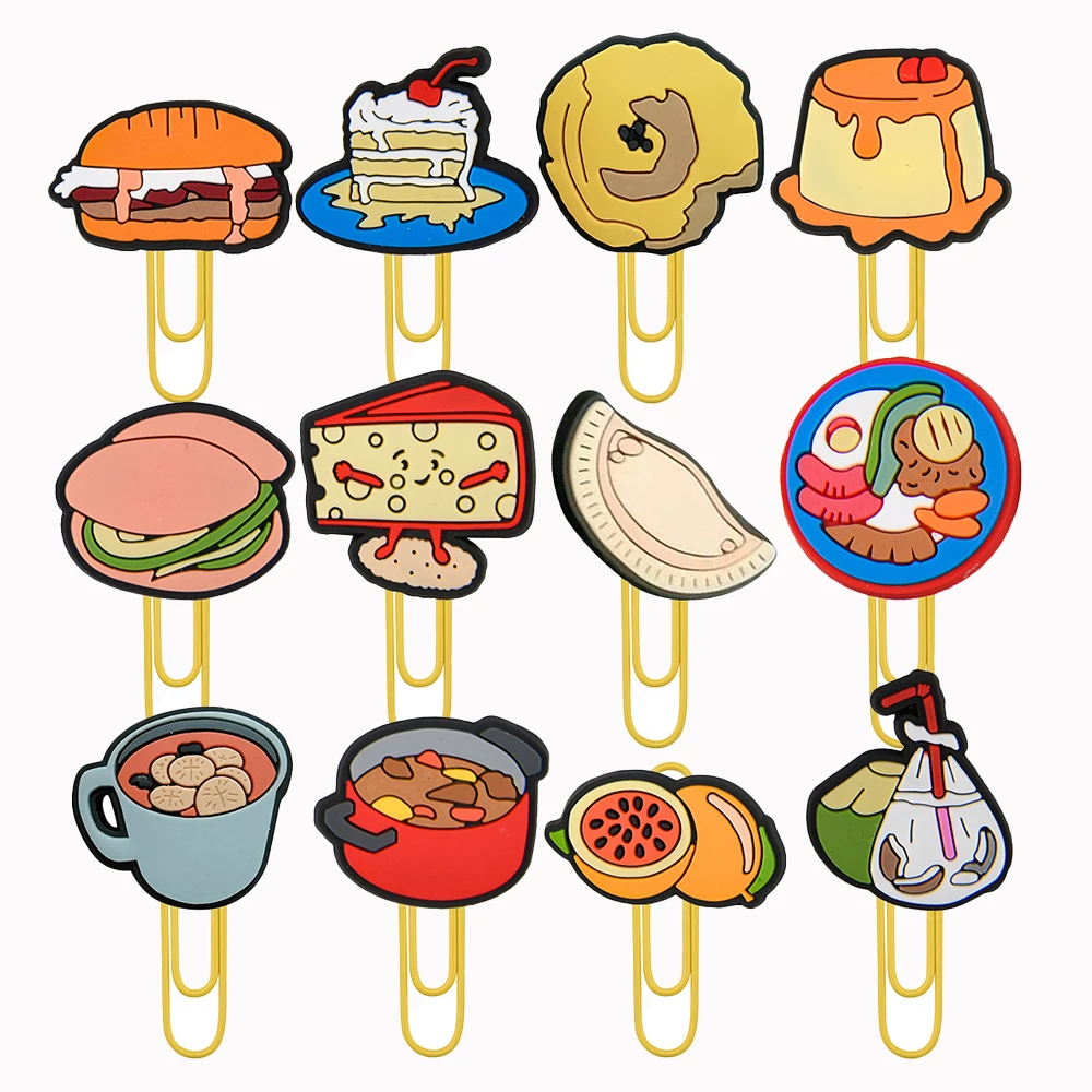 1pcs Cartoon Fast Food Paper Clips Lovely Fashion Snack Bookmark Charms Cute Cake Sandwich Dumpling Book Marks Kids Adults Gifts