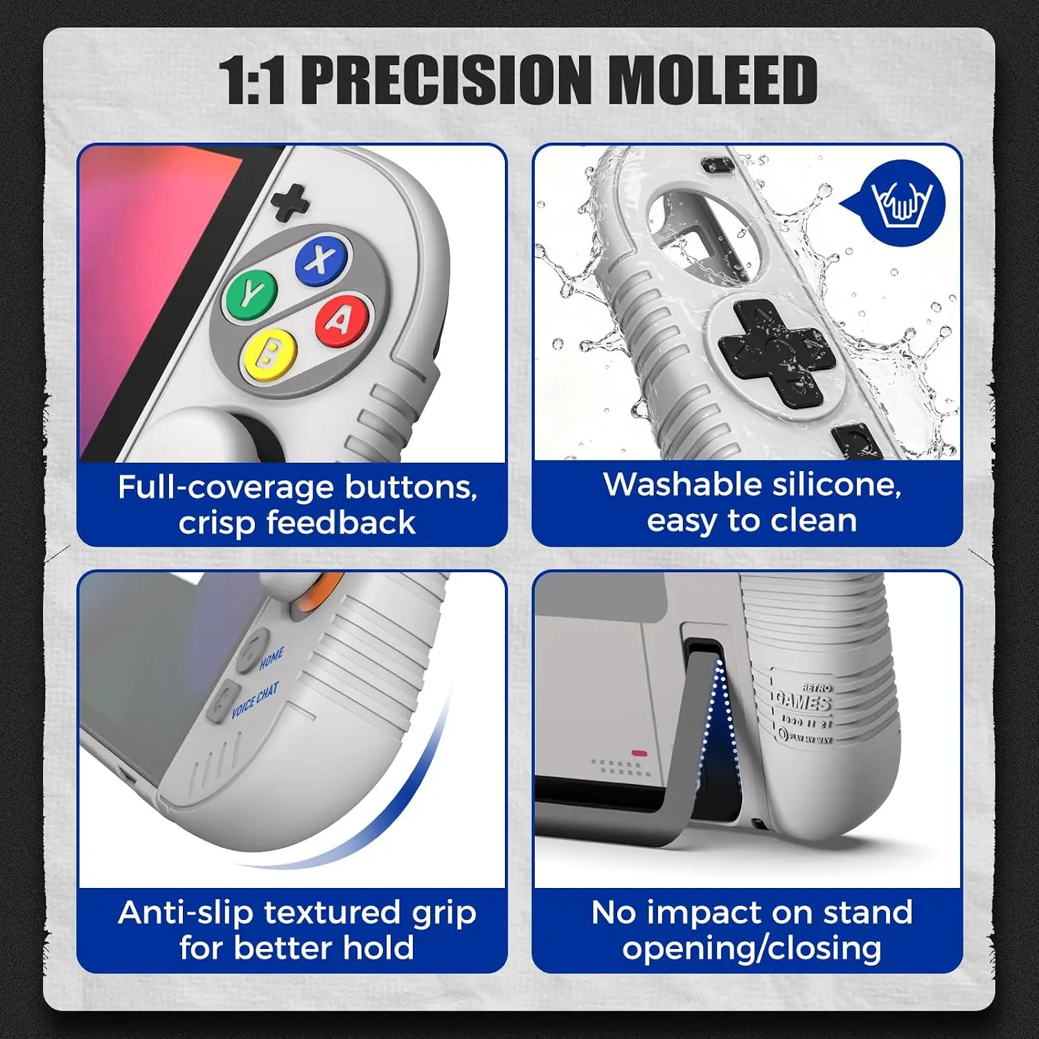 IINE Retro SFC Themed Full Body Handheld Sleeve Soft Silicone Anti-Slip Controller Shell for Nintendo Switch 2 Gaming Console - view 6